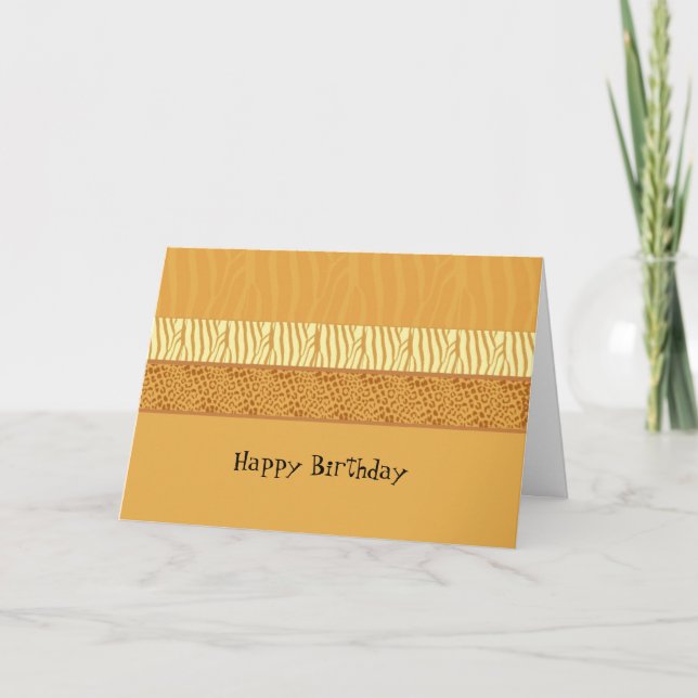 Tarjeta de Cumpleaños con Estampado de Animales (Anverso)