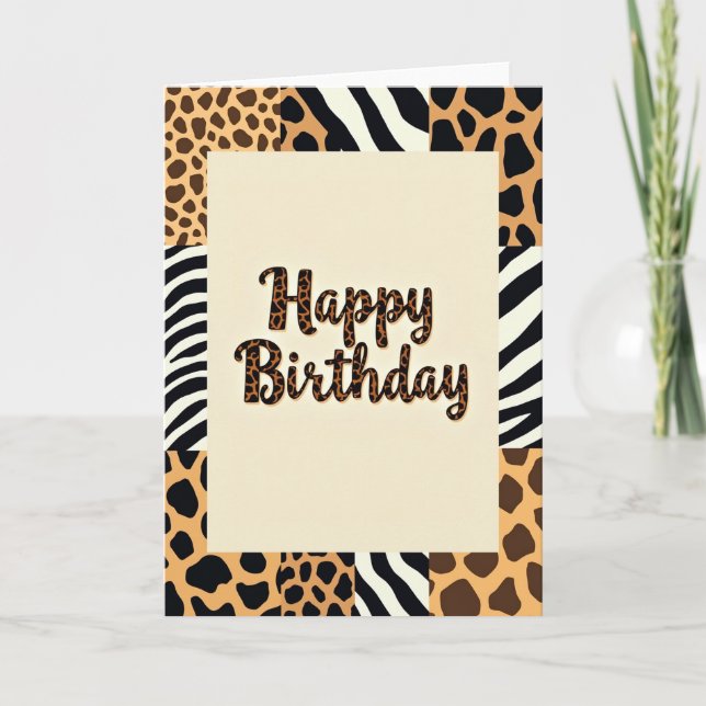 Tarjeta de cumpleaños con estampado de leopardo fe (Anverso)