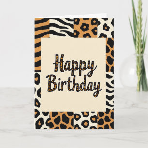 Tarjeta de cumpleaños con estampado felino