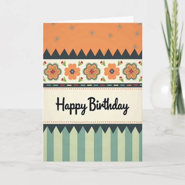 Tarjeta de cumpleaños con estampado floral (Anverso)