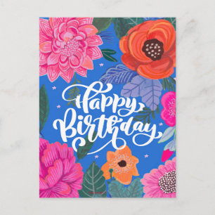 Tarjeta de cumpleaños con estampado floral brillan