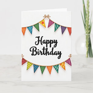 Tarjeta de cumpleaños con estandarte festivo