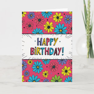 Tarjeta de Cumpleaños con Estandarte Floral
