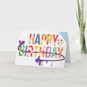 Tarjeta de cumpleaños con estilo de arte de graffi