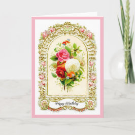 Tarjeta de cumpleaños con estilo de cosecha rosa r