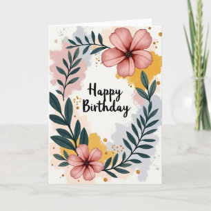 Tarjeta de cumpleaños con estilo pictórico
