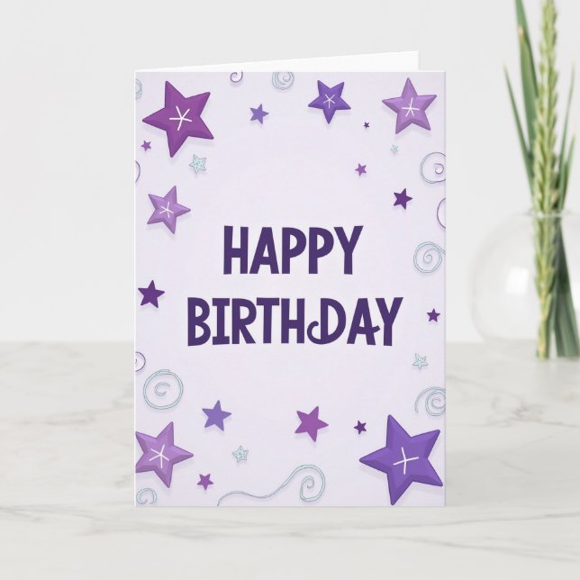 Tarjeta de cumpleaños con estrella de gradiente (Anverso)