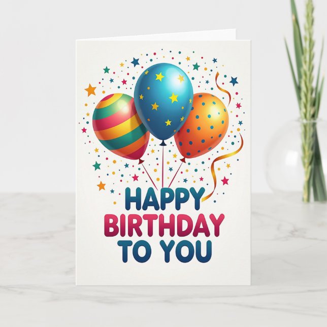 Tarjeta de cumpleaños con estrellas cerúleas (Anverso)
