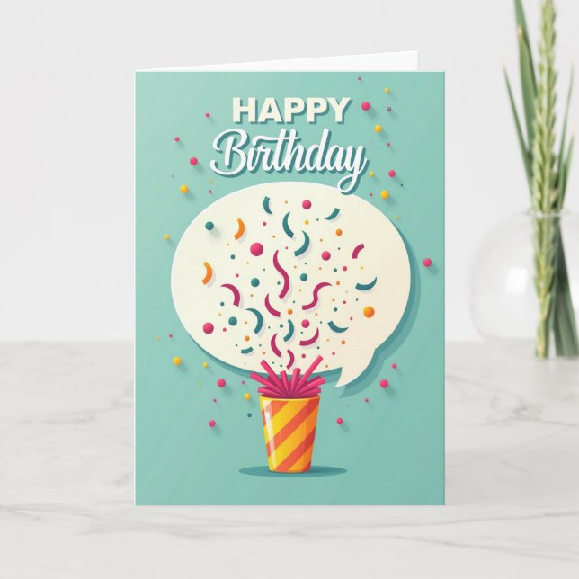 Tarjeta de cumpleaños con explosión alegre (Anverso)