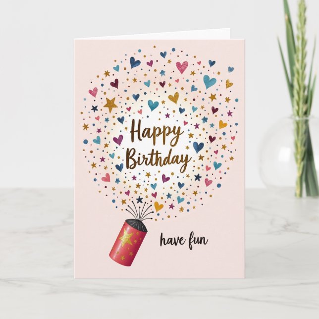 Tarjeta de cumpleaños con explosión de confeti ale (Anverso)
