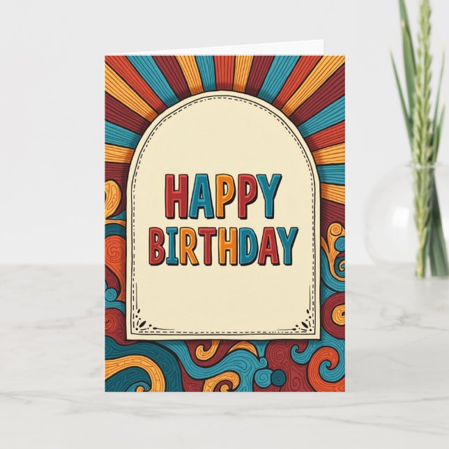 Tarjeta de cumpleaños con explosión de sol alegre (Anverso)