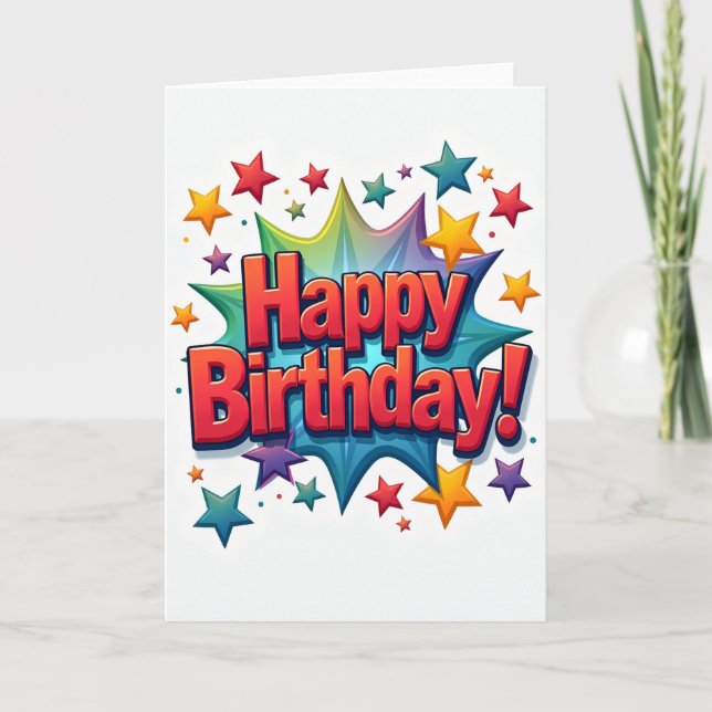 Tarjeta de cumpleaños con explosión vívida (Anverso)
