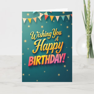 Tarjeta de cumpleaños con explosiones de estrellas