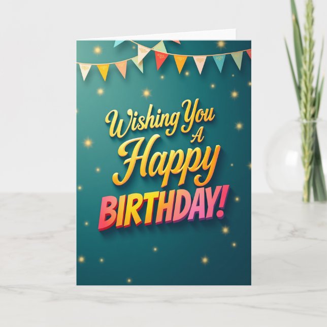 Tarjeta de cumpleaños con explosiones de estrellas (Anverso)