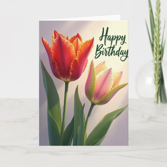 Tarjeta de cumpleaños con flecos vibrantes (Anverso)