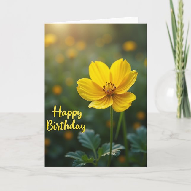 Tarjeta de cumpleaños con flor amarilla dulce (Anverso)