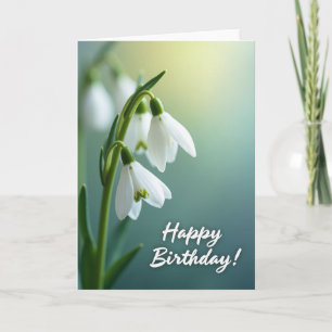 Tarjeta de cumpleaños con flor blanca alegre