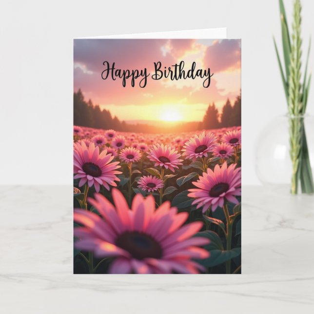 Tarjeta de cumpleaños con flor de atardecer (Anverso)
