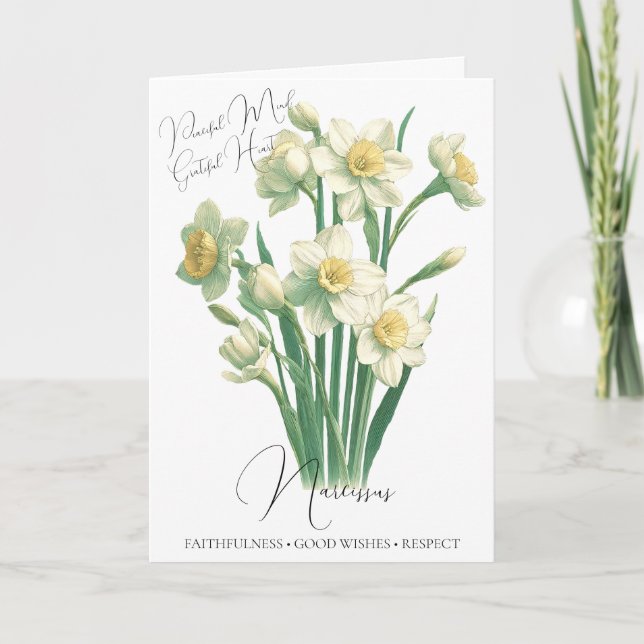 Tarjeta de cumpleaños con flor de nacimiento de di (Anverso)