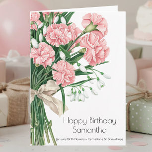 Tarjeta de cumpleaños con flor de nacimiento de en