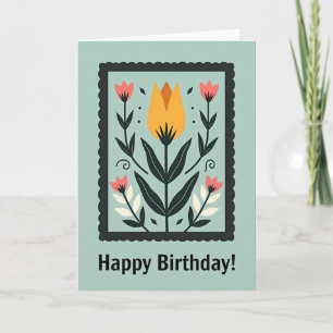 Tarjeta de cumpleaños con flor escalopada