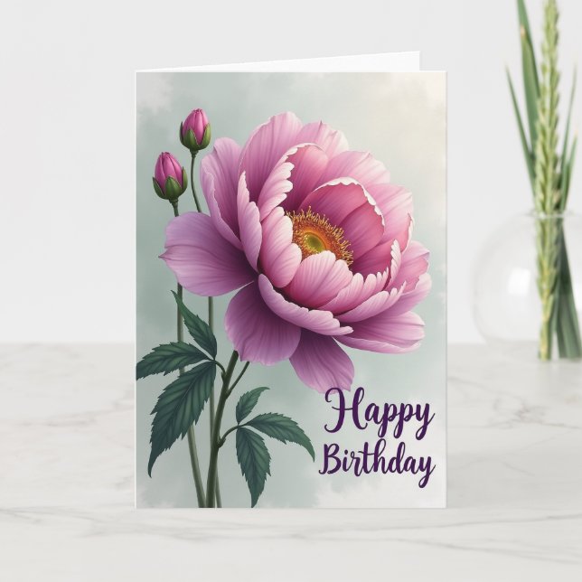 Tarjeta de cumpleaños con flor radiante (Anverso)