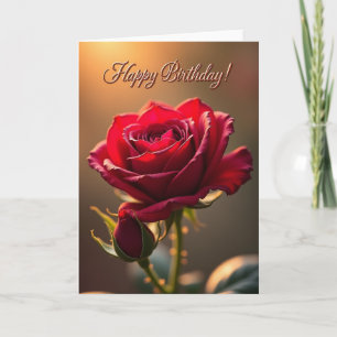 Tarjeta de cumpleaños con flor roja alegre