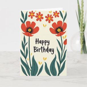 Tarjeta de cumpleaños con flor roja Sweet Birthday