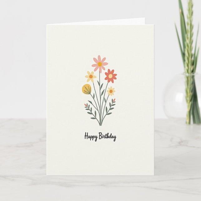 Tarjeta de cumpleaños con floración abstracta (Anverso)