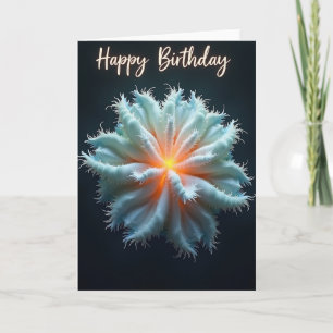 Tarjeta de cumpleaños con floración bioluminiscent