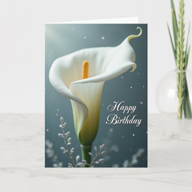 Tarjeta de cumpleaños con floración de destellos s (Anverso)