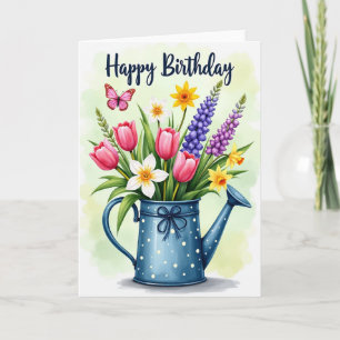 Tarjeta de cumpleaños con floración de primavera