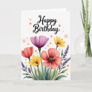 Tarjeta de Cumpleaños con Floración Pintada