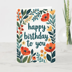 Tarjeta de cumpleaños con florecimiento guionado