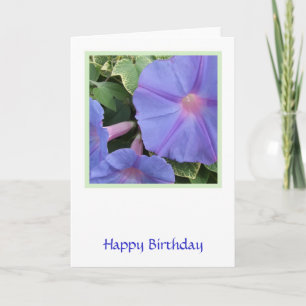 Tarjeta de cumpleaños con flores azules de doria