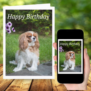 Tarjeta de cumpleaños con flores Cavalier King Spa