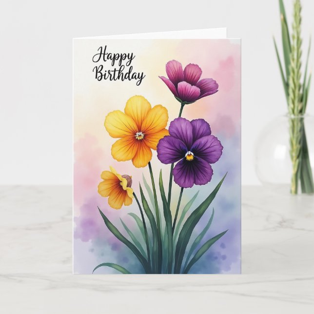 Tarjeta de cumpleaños con flores de arte Sweet Bir (Anverso)