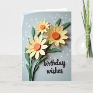 Tarjeta de cumpleaños con flores de artesano