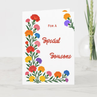 Tarjeta de cumpleaños con flores de clavel para al