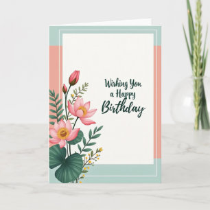 Tarjeta de cumpleaños con flores de colores dulces