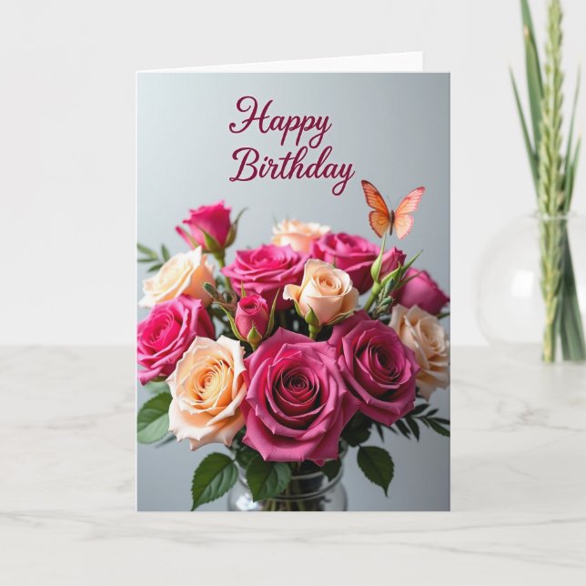Tarjeta de cumpleaños con flores de mariposa (Anverso)