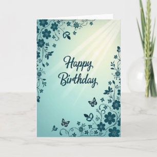 Tarjeta de Cumpleaños con Flores Elegantes