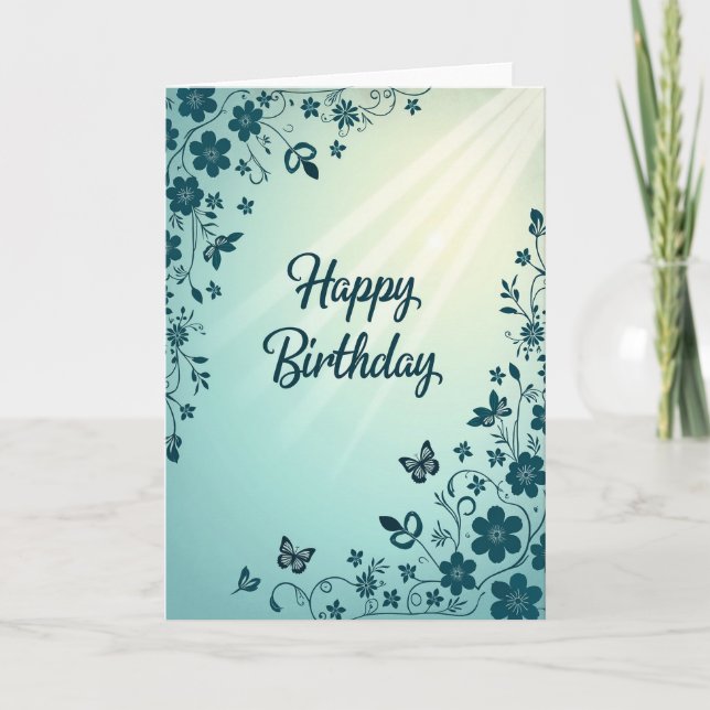 Tarjeta de Cumpleaños con Flores Elegantes (Anverso)