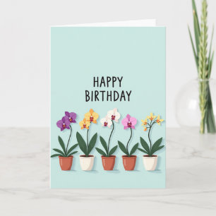 Tarjeta de cumpleaños con flores en maceta