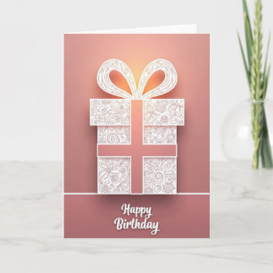 Tarjeta de cumpleaños con flores grabadas
