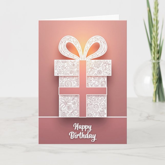 Tarjeta de cumpleaños con flores grabadas (Anverso)