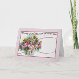 Tarjeta de cumpleaños con flores para la hija-cuña