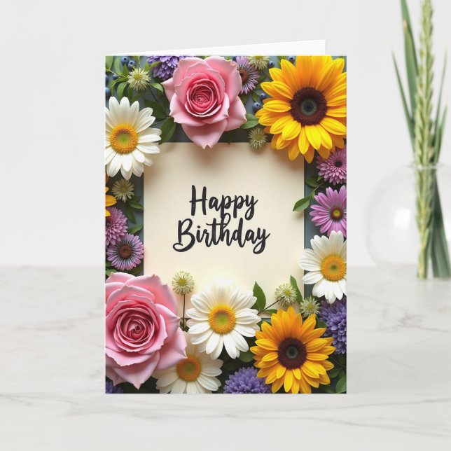 Tarjeta de cumpleaños con flores programadas (Anverso)