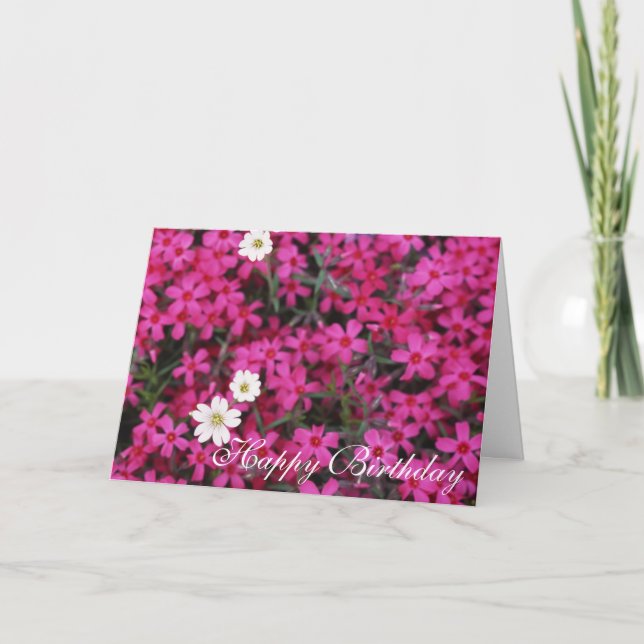 Tarjeta de cumpleaños con flores rosadas bonitas (Anverso)