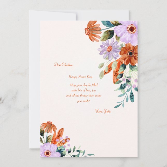 Tarjeta de Cumpleaños con Flores Rústicas (Anverso)